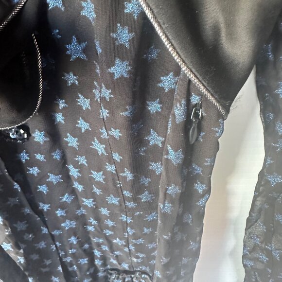 ✨Coach Star Print Waistcoat Dress Black Blue Silk mid-length glittered Cupro - Picture 11 of 12